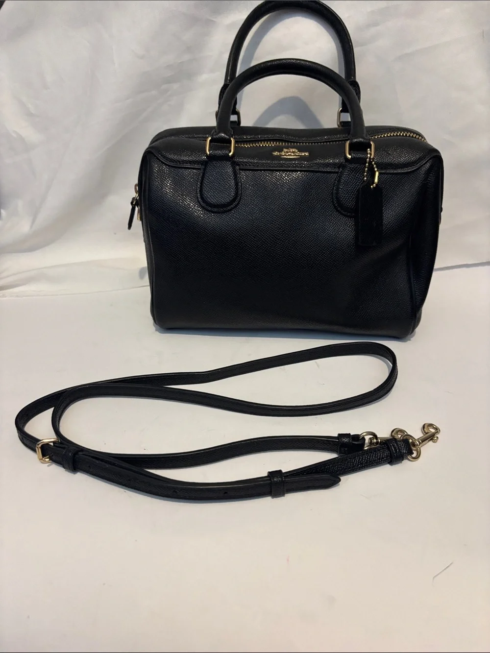 Coach Black mini  bag  Leather Dome Satchel with Gold Hardware